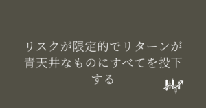 リスクが限定的でリターンが青天井なものにすべてを投下する